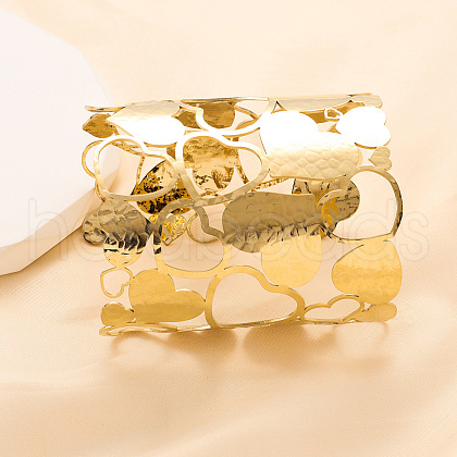 304 Stainless Steel Cuff Bangles for Women BJEW-V006-01A-G-1