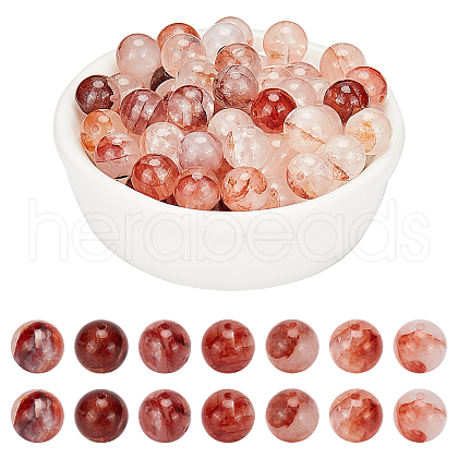 ARRICRAFT Natural Hematoid Quartz Round Beads Strands G-AR0003-56-1