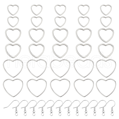 DELORIGIN DIY 304 Stainless Steel Heart Dangle Earrings Making Kit DIY-DR0001-41-1