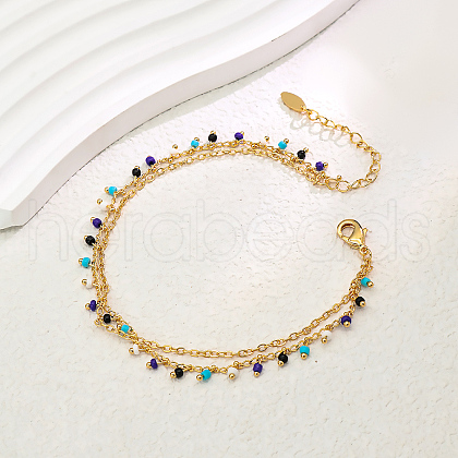 Fashionable Vintage Style Brass Double Layer Round Tassel Adjustable Ladies Anklets YN5239-2-1