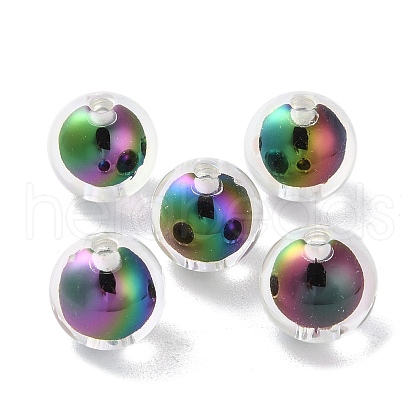 UV Plating Rainbow Iridescent Acrylic Beads OACR-H112-24A-1