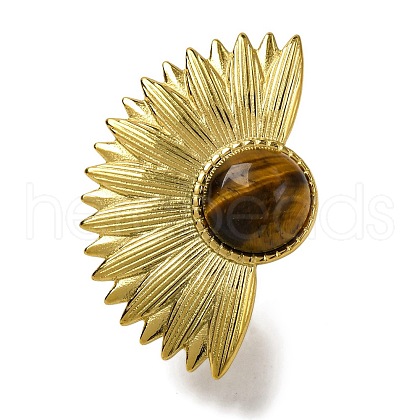 Round Natural Tiger Eye Finger Rings RJEW-Q822-47G-02-1
