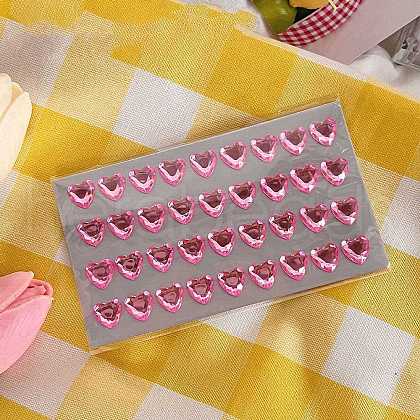 Cartoon 3D Heart PVC Rhinestone Stickers PW-WG54695-08-1