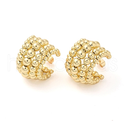 Brass Round Stud Earrings EJEW-D065-01G-1