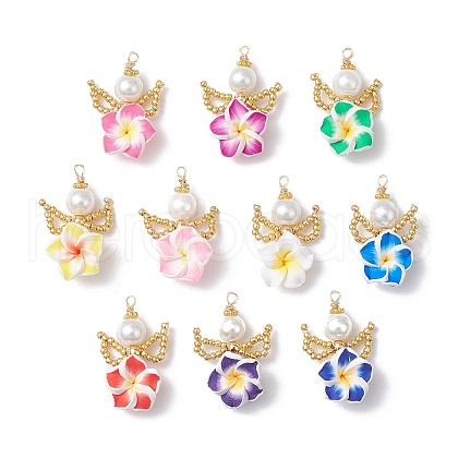Seed Glass & Polymer Clay Pendants PALLOY-MZ00677-1