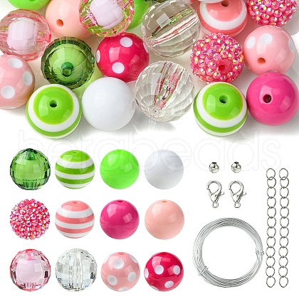 DIY Round Acrylic & Striped Resin Beads Pendants Making Kits DIY-YW0010-21C-1
