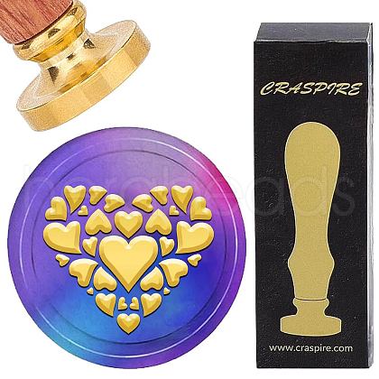 Brass Wax Seal Stamps with Wood Handle AJEW-WH0412-0357-1