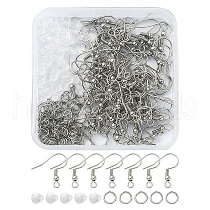 100Pcs 304 Stainless Steel French Hooks with Coil and Ball STAS-YW0001-59-1