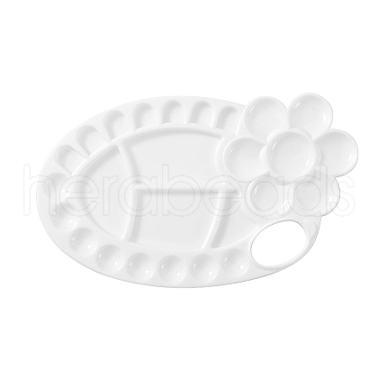 Oval with Flower Plastic Watercolor Oil Palette PW-WG57348-04-1