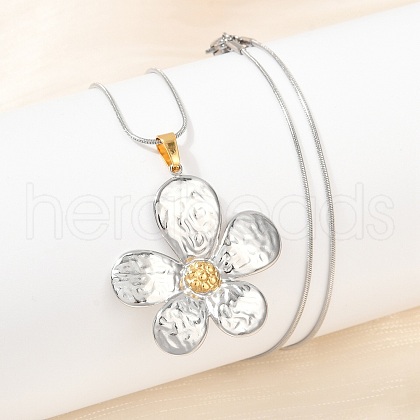304 Stainless Steel Two Tone Pendant Necklaces for Women NJEW-S445-01E-GP-1
