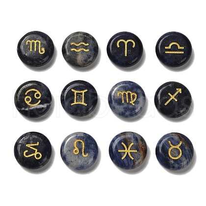 12 Constellation Natural Blue Spot Jasper Cabochons Set G-Q190-03B-1