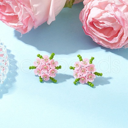 304 Stainless Steel Flower Stud Earrings EJEW-MZ00457-04-1