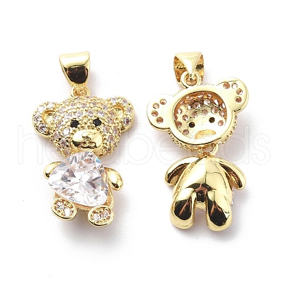 Brass Cubic Zirconia Pendants KK-G446-27G-03-1