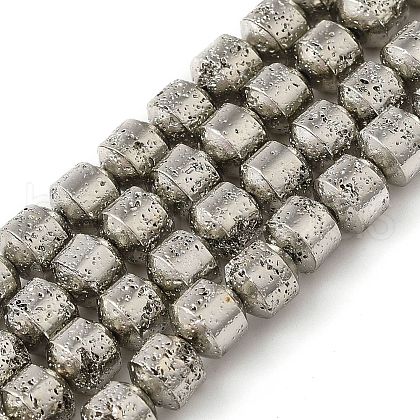 Electroplated Natural Lava Rock Beads Strands G-L606-B02-01A-1