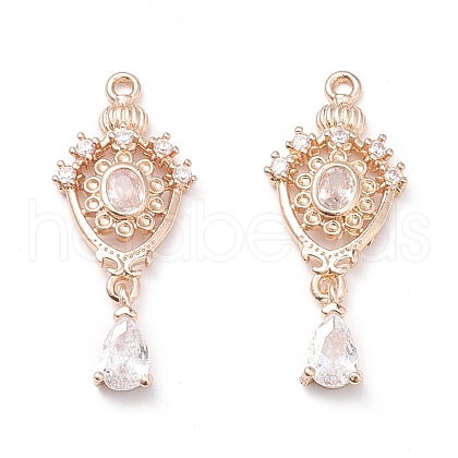 Brass Micro Pave Clear Cubic Zirconia Pendants KK-K259-05LCG-1