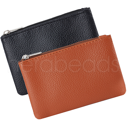 CRASPIRE 2Pcs 2 Colors Litchi Print PU Leather Zip Pouches ABAG-CP0001-08C-1