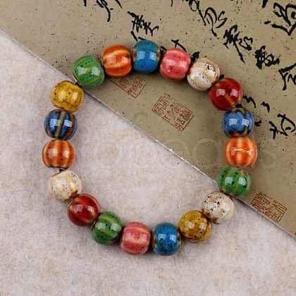 Handmade Porcelain Beaded Stretch Bracelets for Women FS-WG726AB-07-1