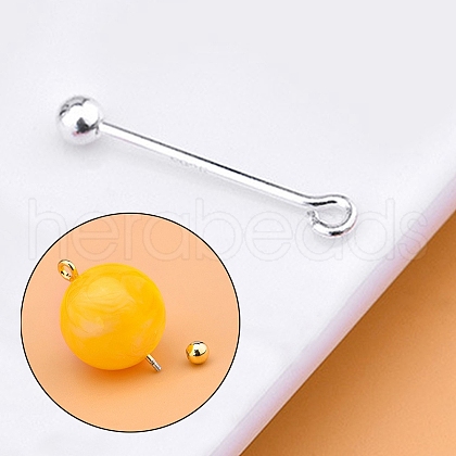 Rack Plating 925 Sterling Silver Screw On Eye Ball Pins STER-L044-02A-S-1
