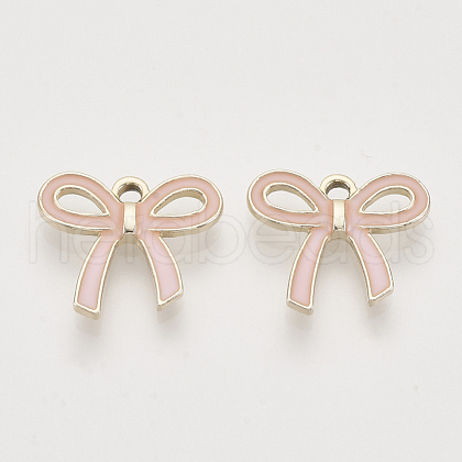 Light Gold Plated Alloy Pendants X-ENAM-T009-40A-1