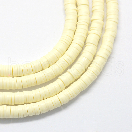 Flat Round Handmade Polymer Clay Bead Spacers X-CLAY-R067-4.0mm-21-1