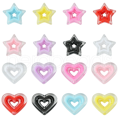 64Pcs 16 Styles Acrylic Beads SACR-FS0001-29-1