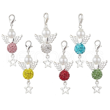 Angel Pave Disco Ball Pendant Decorations HJEW-JM03067-01-1