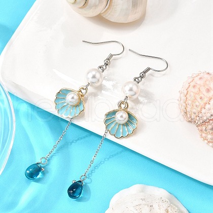 Alloy Shell Shape Dangle Earrings EJEW-TA00655-1