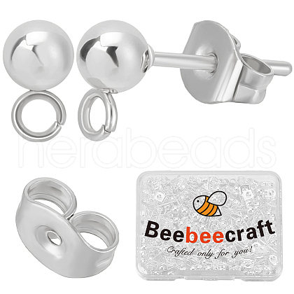Beebeecraft 100Pcs 304 Stainless Steel Stud Earring Findings STAS-BBC0006-07S-1
