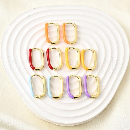 Oval Brass Hoop Earrings EJEW-D314-03G-1
