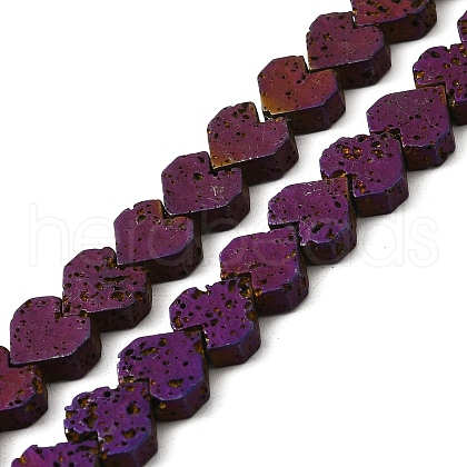 Electroplated Natural Lava Rock Beads Strands G-Q1009-G01-01E-1