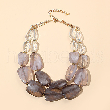 Faceted Teardrop Resin Beaded Double Layer Necklaces for Women FS-WG54F11-01-1