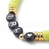 5Pcs 5 Color Polymer Clay Disc Surfer Stretch Bracelets Set BJEW-JB08801-3