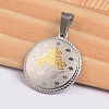 Flat Round with Virgin Mary & Word 304 Stainless Steel Pendants STAS-I036-02B-2