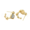 Natural Flower Amazonite Heart Stud Earrings EJEW-K287-01G-06-2