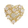 Rack Plating Brass Micro Pave Cubic Zirconia Heart Open Cuff Rings for Women RJEW-C080-05G-2