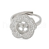 Flower Brass Micro Pave Cubic Zirconia Adjustable Ring Settings KK-K297-03P-2