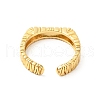 Brass Grooved Rectangle Signet Open Cuff Ring for Women RJEW-G263-06G-2