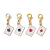 Playing Card Alloy Enamel Pendant Decoration HJEW-JM02607-2