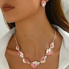 3 Tone Leaf Alloy Enamel Bib Necklace & Stud Earring FS-WG7DDB7-03-1