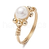 Mother's Day Jewellery Natural Pearl Round Braided Bead Style Rings RJEW-JR00609-1