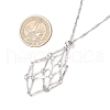 304 Stainless Steel Empty Macrame Pouch Pendant Singapore Chain Necklaces NJEW-JN05284-02-4