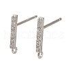 Rhodium Plated 925 Sterling Silver Ear Stud Findings STER-F058-01P-04-1