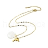 Summer Beach Natural Shell & 304 Stainless Steel Pendant Necklaces for Women NJEW-P323-01A-G-4