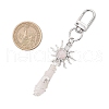 Copper Wire Wrapped Natural Rose Quartz Pointed Bullet Pendant Decorations HJEW-JM03104-05-3