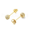 Round Brass Micro Pave Clear Cubic Zirconia Stud Earrings EJEW-D311-107G-2