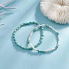 2Pcs 2 Style Natural Howlite & Glass Seed Round Beaded Stretch Bracelets Set for Women BJEW-JB09332-3
