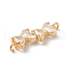 Brass Pave Clear Glass Connector Charms KK-C062-080G-2