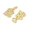Brass Micro Pave Clear Cubic Zirconia Number 18 European Dangle Charms KK-K293-62G-2