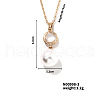 Brass Pave Rhinestone & Imitation Pearl Round Pendnat Shiny Women's Necklaces for Women NM0826-3-1