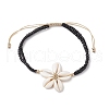 3Pcs 3 Colors Adjustable Natural Cowrie Shell Beaded Braided Anklets AJEW-AN00686-4